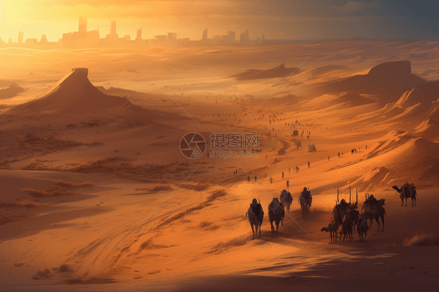 沙漠中的游牧民族图片