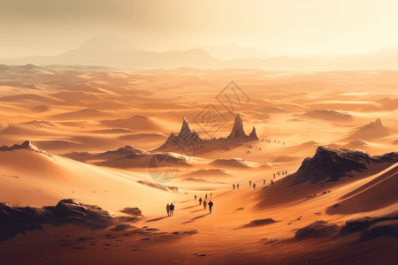 游牧的沙漠中的人们设计图片