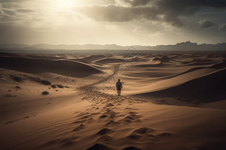 沙漠中奔跑的人图片