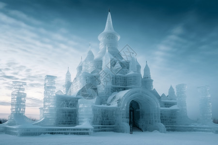 宏伟的冰雪城堡背景图片
