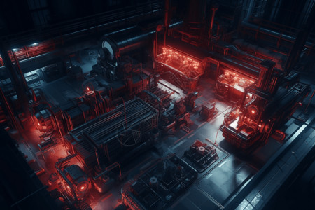 红色光的工厂背景图片