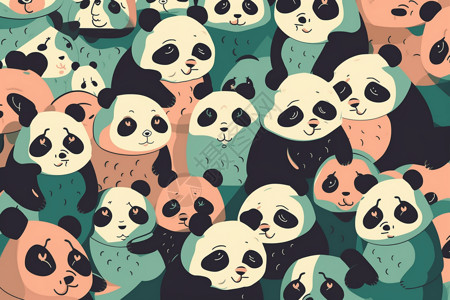 可爱的熊猫家族背景图片