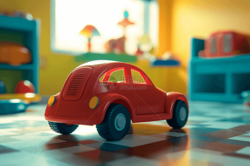 玩具车在儿童游戏室的地上图片