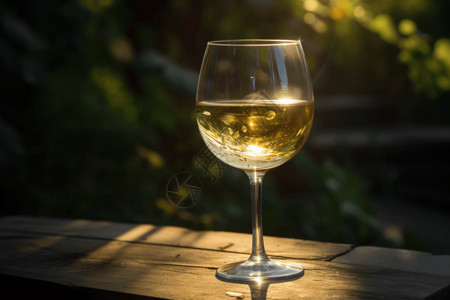 阳光下的白葡萄酒图片素材