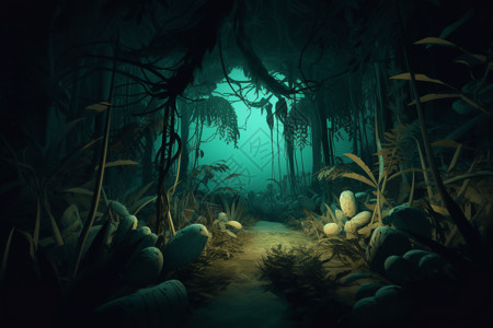 幽暗的深林背景图片