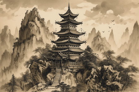 戏剧性中国宝塔背景图片