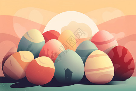 彩绘鸡蛋复活节彩蛋彩绘插画