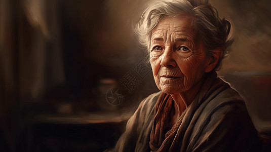 沉思的老年妇女背景图片