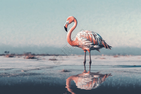 湖中鸳鸯戏水3D渲染火烈鸟设计图片