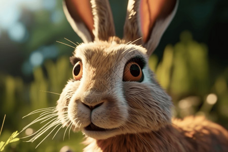 野兔可爱表情背景图片
