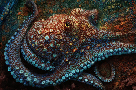 海底海鲜章鱼身上的纹理插画