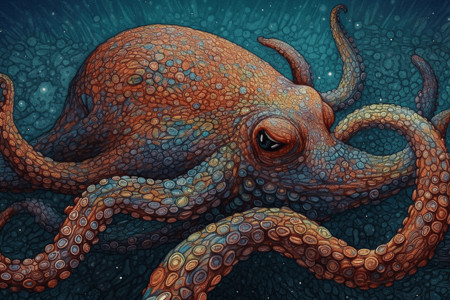 海底海鲜章鱼插图插画