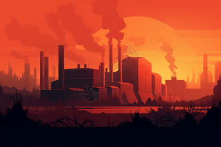 污染环境的工厂背景图片