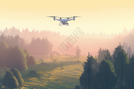 无人机在收集森林数据背景图片