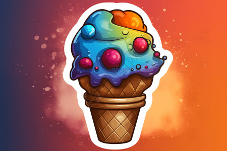 彩色的冰淇淋贴纸图片