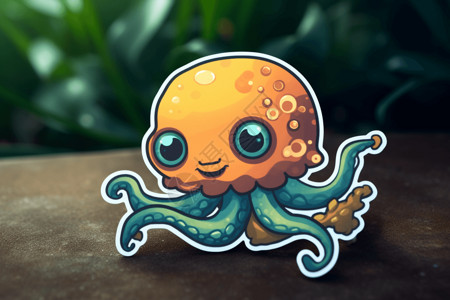 一个可爱的章鱼贴纸插图图片
