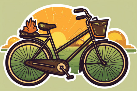 一个可爱的自行车贴纸背景图片
