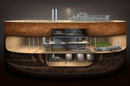 天然气罐科技感地下透视图设计图片