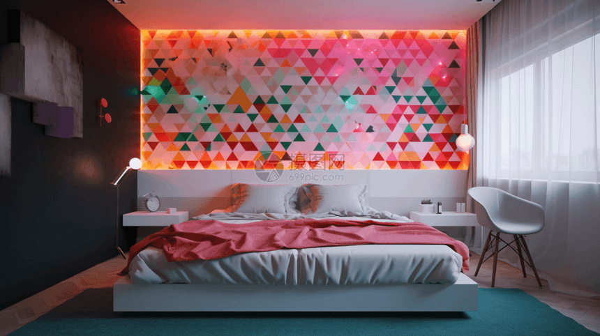 现代科技感卧室3D概念图图片