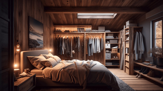 木质乡村卧室布置背景图片