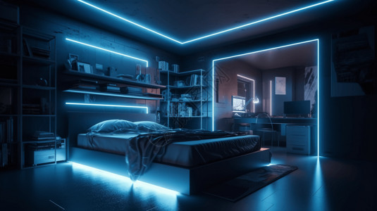 现代科技卧室概念图背景图片