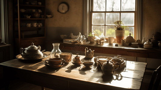 茶装饰乡村风厨房特写设计图片