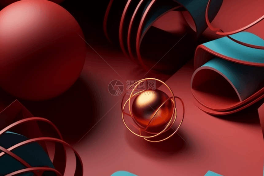 3D金属球体背景图片