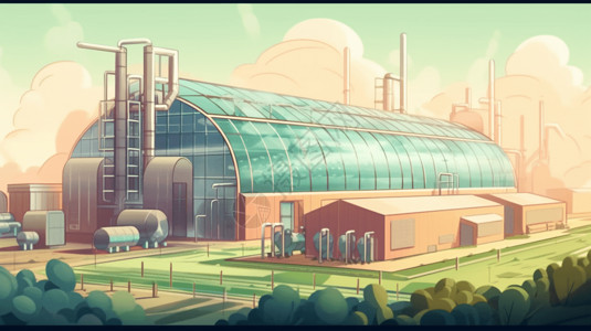 新能源蔬菜工厂手绘插图背景图片