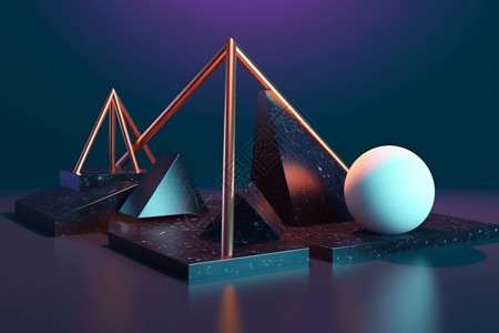 立体多边形球立体金字塔模型设计图片