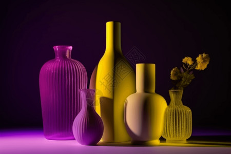 不同颜色的花瓶背景图片
