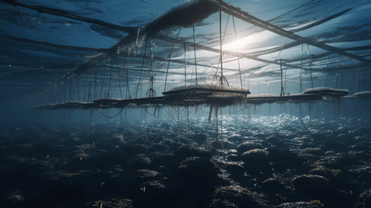 捕鱼网海洋保护3D概念图设计图片