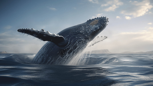 头鲸突破水面的图片