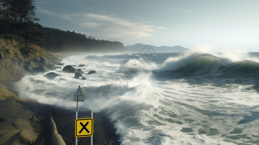 海啸预警信号和准备背景图片