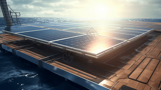 海洋上太阳能电池板系统图片素材