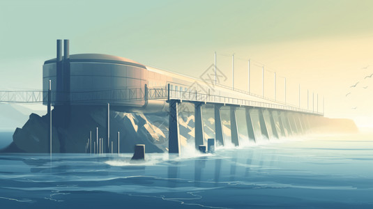 潮汐发电厂的创意插图图片