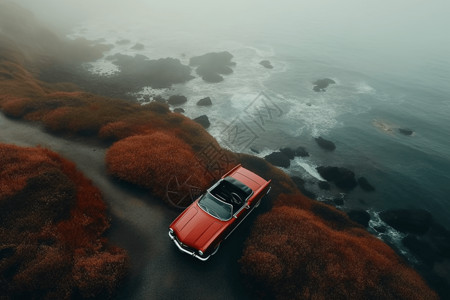 血雾生锈海岸上的汽车背景
