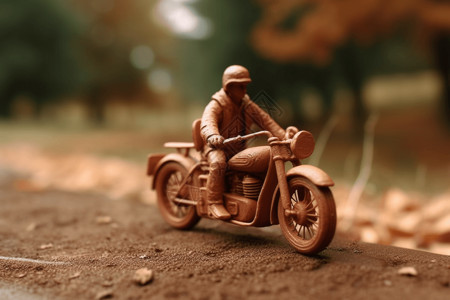 骑小黄车素材乡间小路摩托车的3D黏土概念图设计图片
