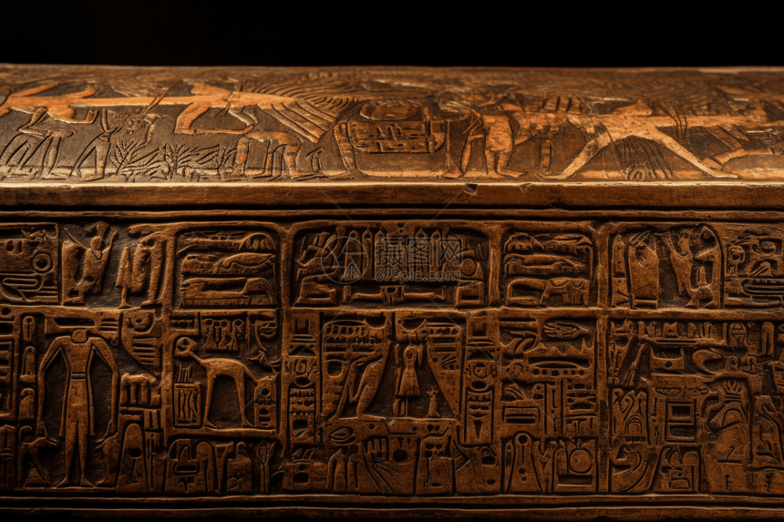石棺的象形文字和绘画图片图片