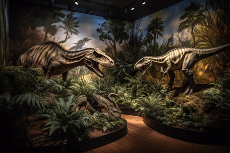 侏罗纪蕨类植物历史博物馆恐龙立体模型背景