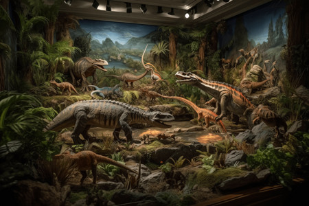 3d立体壁画博物馆恐龙3D模型背景