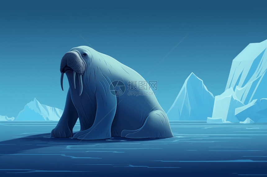 在冰山上晒太阳的海象图片