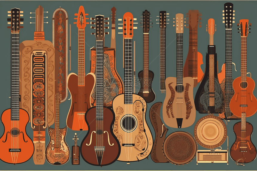 不同文化的乐器插图图片