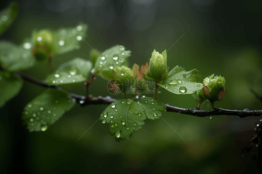 树叶上的水滴图片