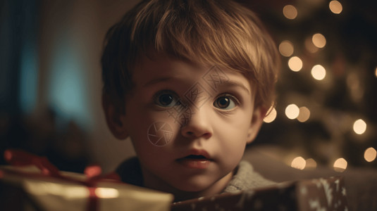 孩子拿着一个圣诞节玩具背景图片