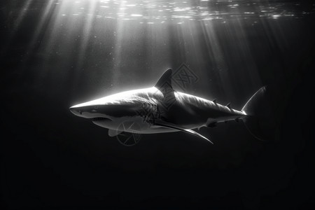 在海底觅食的鲨鱼背景图片