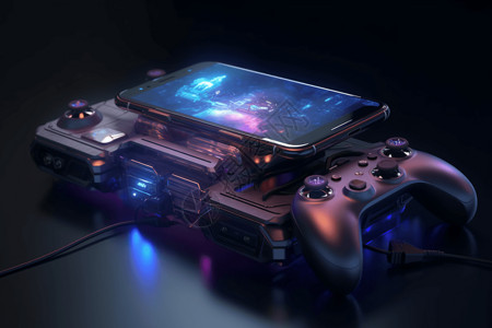 电子游戏控制器带有智能手机的移动游戏手柄设计图片
