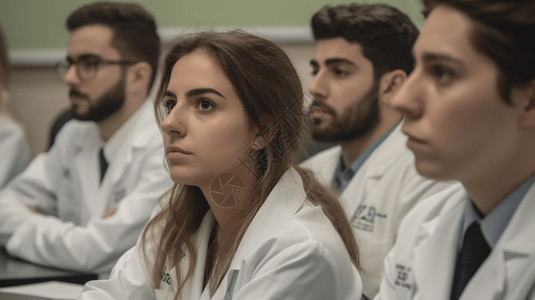 一群医生一群医学生观察课堂讲座背景