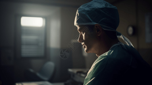 一个穿着手术服的外科医生背景图片