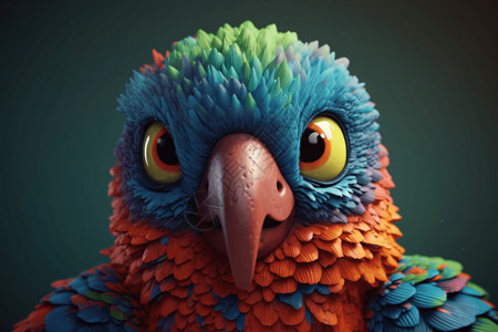 彩色的鹦鹉睁大眼睛凝视背景图片