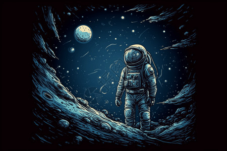 宇航员在月球表面图片